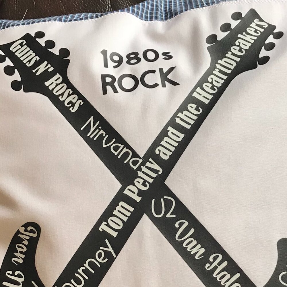 Handmade Pillow Cover, 1980s Rock Bands Guitars Music Room Decor 18 x 18 inches - Picture 7 of 16